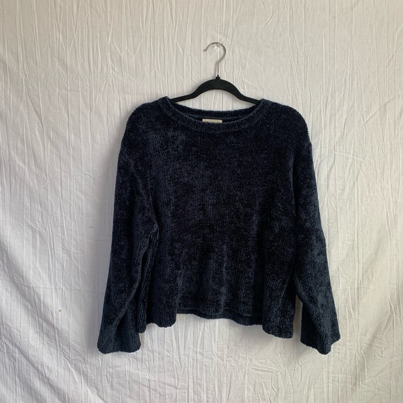 Vintage 80s/90s Northern Reflection Navy Blue Extra Soft Cropped Sweater - Picture 2 of 4